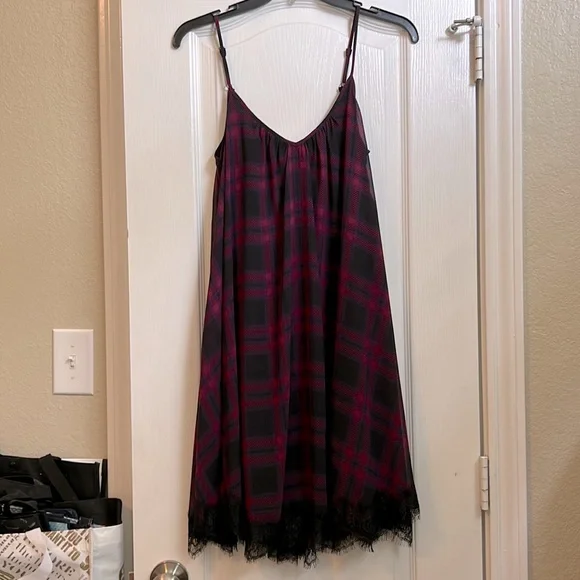 black dress with burgundy tights Plaid Tweed Button Down Sleeveless Mini Dress  Yes, Grace Boutique